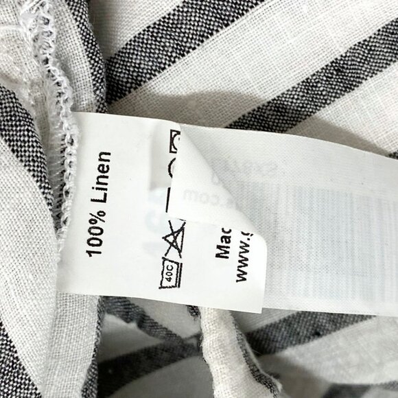 GRIZAS WHITE GREY 100% LINEN STRIPED PANELED WIDE LEG PANTS - XS - Picture 8 of 8